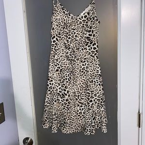 Rowa cheetah print skater dress w cinch in top